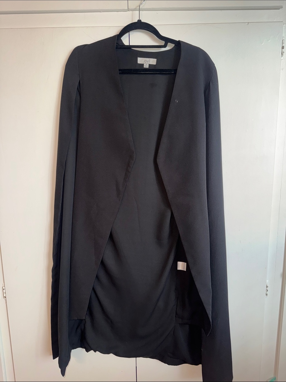Ovi Black Open-Front Cape Coat